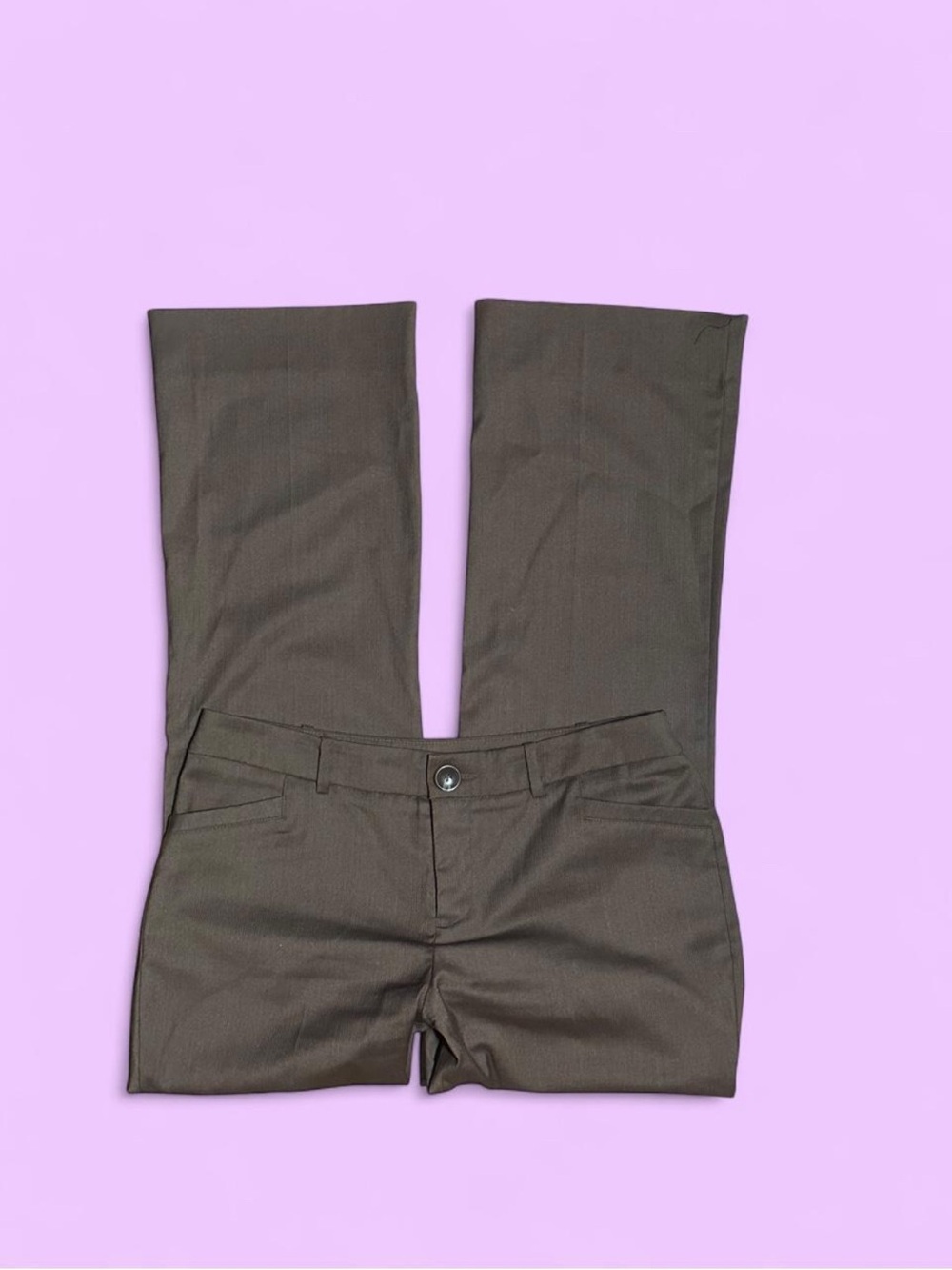 Y2K 2010s office siren dark academia Mossimo low-mid rise brown bootcut trousers